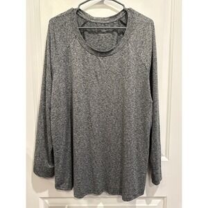 Zuda Womens XL Heather Gray Long Sleeve Top Athleisure Workout Back Cutout